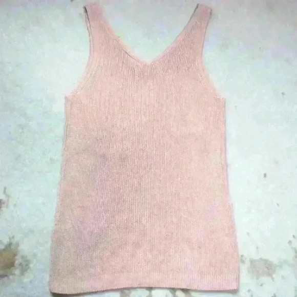 ELIZABETH & JAMES Tunic Length Knit Sleeveless V Neck Tank Peach Women Med - Picture 8 of 10